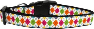 Colorful Argyle Nylon Dog Collar XL