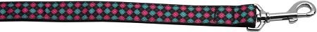 Pink and Blue Plaid Nylon Dog Leash 5/8 inch wide 6ft Long