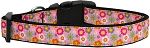 Pink Spring Flowers Nylon Dog Collar XS