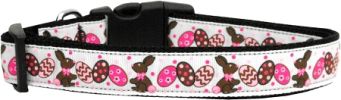 Chocolate Bunnies Nylon Dog Collar XS