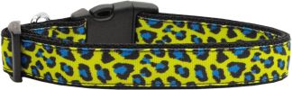 Blue and Yellow Leopard Nylon Dog Collar XL