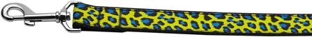 Blue and Yellow Leopard Nylon Dog Leash 5/8 inch wide 6ft Long