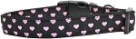 Pink and Black Dotty Hearts Nylon Dog Collar SM Wide