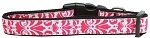 Damask Bright Pink Nylon Dog Collar XS