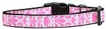 Damask Light Pink Nylon Dog Collar XS