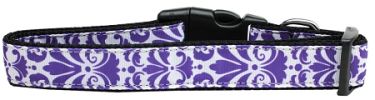 Damask Purple Nylon Dog Collar XS