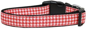 Red Houndstooth Nylon Dog Collar XS