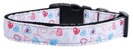 Patriotic Crazy Hearts Nylon Dog Collar XL