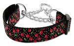 Cherries Nylon Collar Martingale Black Medium