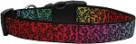 Rainbow Leopard Nylon Ribbon Dog Collars Medium