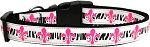 Pink Fleur de Lis Nylon Dog Collar Medium Narrow