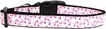 Pink Ribbons on White Nylon Dog Collar Medium Narrow