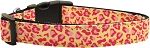 Tan and Pink Leopard Nylon Dog Collar Medium Narrow