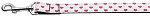 White and Red Dotty Hearts Nylon Dog Leash 5/8 inch wide 4ft Long