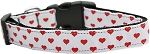 White and Red Dotty Hearts Nylon Dog Collar Medium Narrow