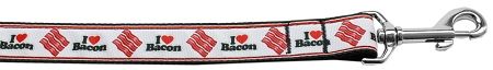 I Love Bacon Nylon Dog Leash 5/8 inch wide 4ft Long