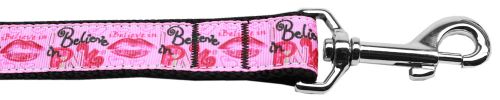 Believe in Pink Nylon Dog Leash 3/8 inch wide 6ft Long