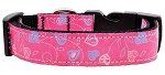 Crazy Hearts Nylon Collars Bright Pink Medium