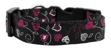 Crazy Hearts Nylon Collars Black Large