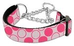 Diagonal Dots Nylon Collar Martingale Light Pink Medium