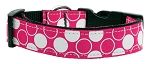 Diagonal Dots Nylon Collar Bright Pink Large