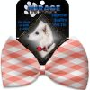 Peach Plaid Pet Bow Tie Collar Accessory with Velcro