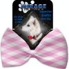 Baby Pink Plaid Pet Bow Tie Collar Accessory with Velcro