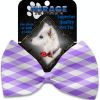 Purple Plaid Pet Bow Tie Collar Accessory with Velcro