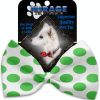 White and Green Dotted Pet Bow Tie Collar Accessory with Velcro