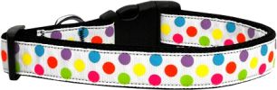 White Multi-Dot Nylon Dog Collar SM