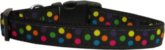 Black Multi-Dot Nylon Dog Collar Medium Narrow