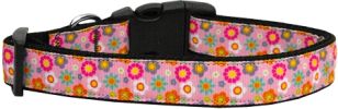 Pink Spring Flowers Nylon Dog Collar SM