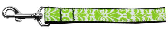 Damask Lime Green Nylon Dog Leash 5/8 inch wide 6ft Long