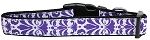 Damask Purple Nylon Dog Collar XL