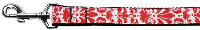 Damask Red Nylon Dog Leash 5/8 inch wide 6ft Long