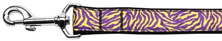 Purple and Yellow Tiger Stripes Nylon Dog Leash 5/8 inch wide 6ft Long