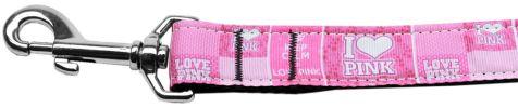 I Heart Pink Nylon Dog Leash 5/8 inch wide 6ft Long