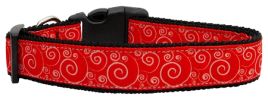 Red and White Swirly Nylon Dog Collar SM