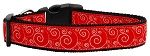 Red and White Swirly Nylon Dog Collar SM