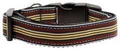 Preppy Stripes Nylon Ribbon Collars Brown/Khaki Sm