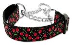 Cherries Nylon Collar Martingale Black Large