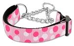 Confetti Dots Nylon Collar Martingale Light Pink Large