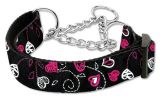 Crazy Hearts Nylon Collars Martingale Black Large