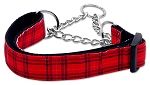 Plaid Nylon Collar Martingale Red Large