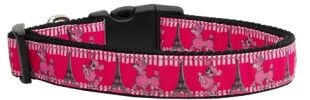 Poodles in Paris Nylon Dog Collar Medium Narrow