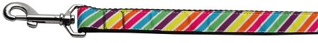 Striped Rainbow Nylon Dog Leash 3/8 inch wide 4ft Long