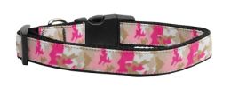 Pink Camo Nylon Dog Collar Medium Narrow