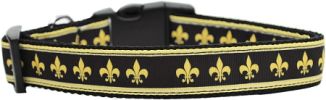 Black and Gold Fleur de Lis Nylon Dog Collars Medium