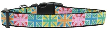 Multi-Color UK Flag Nylon Dog Collar Medium Narrow