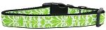 Damask Lime Green Nylon Dog Collar Medium Narrow